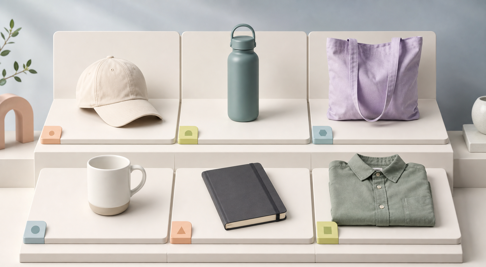 Promotional products displayed in a consistent modular catalog system