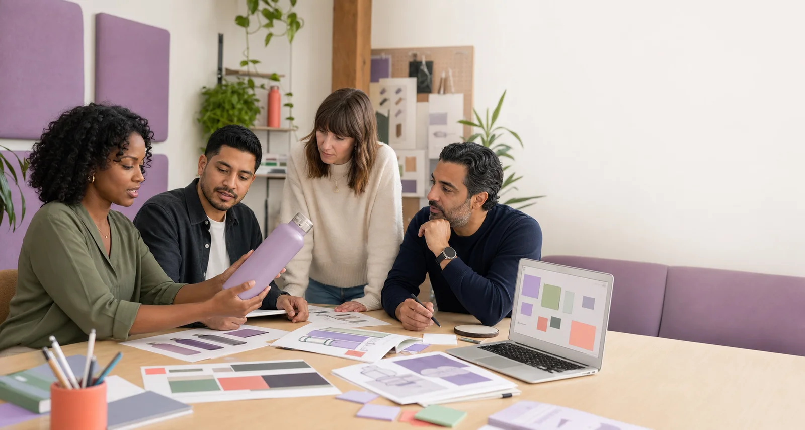 Promo team collaborating around a project