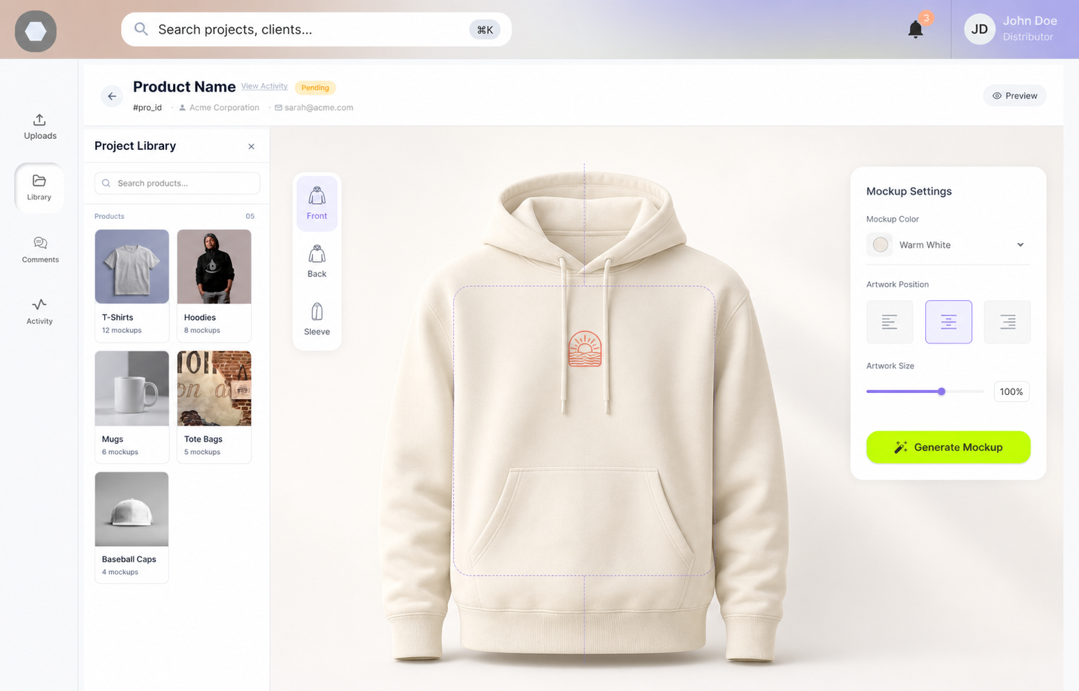 Hoodie mockup with placed artwork
