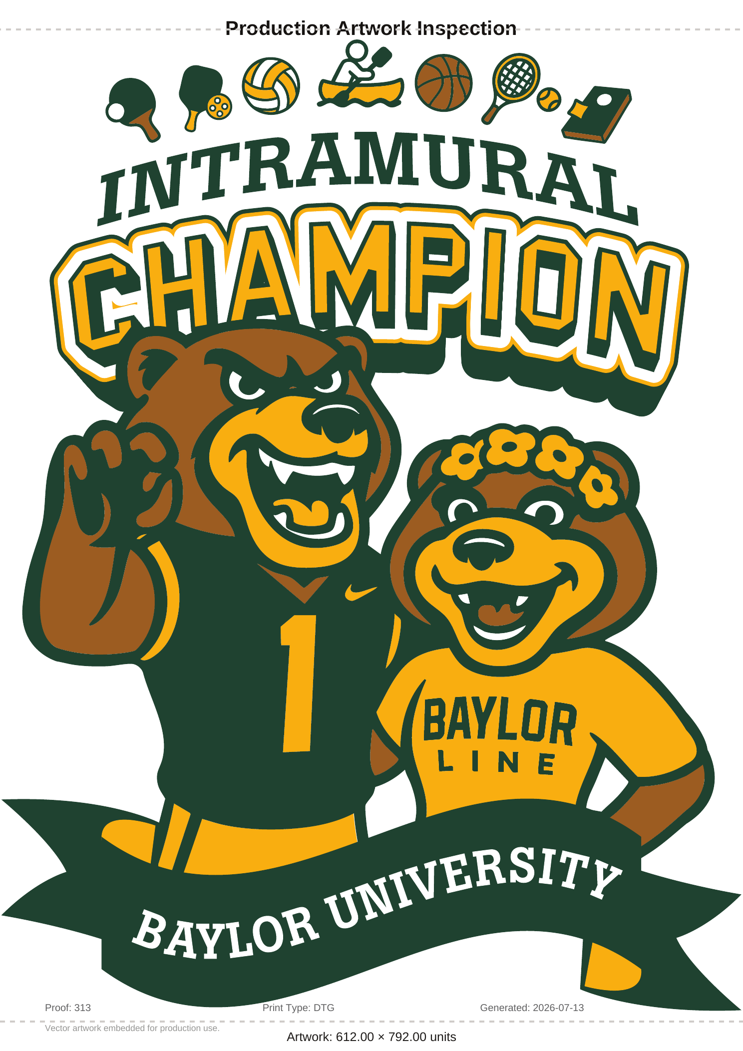 Close-up of the Intramural Champion production artwork